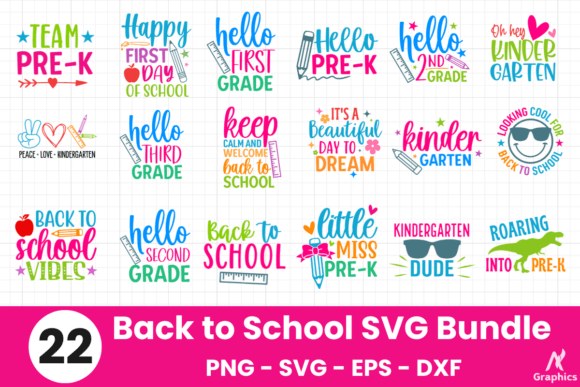 22 Back to School SVG Bundle: Graphics & T-Shirt Designs
