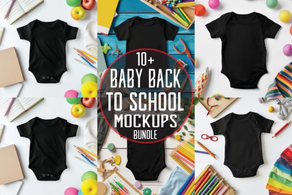 Baby Back to School Black Mockups Bundle