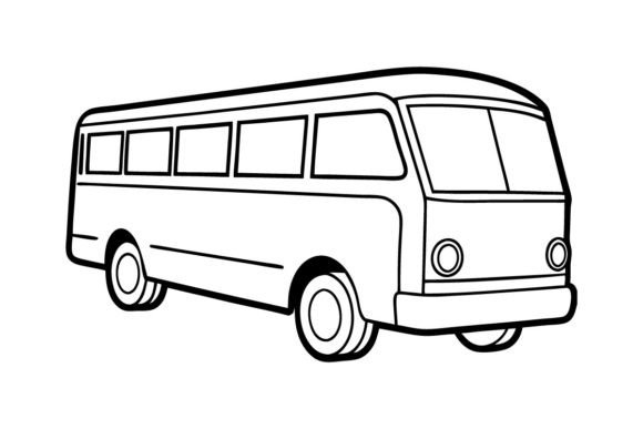 Back to School Bus Line Art: Graphics for Print Templates