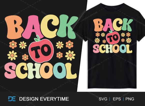 Back to School Groovy Typography SVG