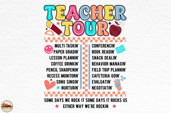 Back to School Retro Teacher Tour Graphics for Crafts
