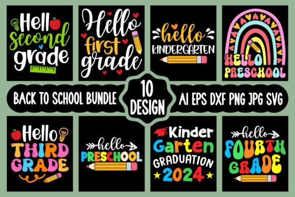 Back to School Shirt Design Bundle: Graphics for Crafts