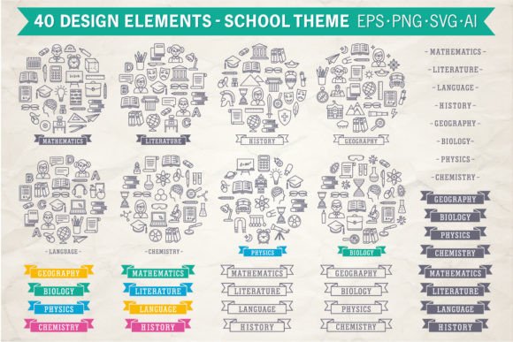 Back to School Subjects Graphics for Crafts
