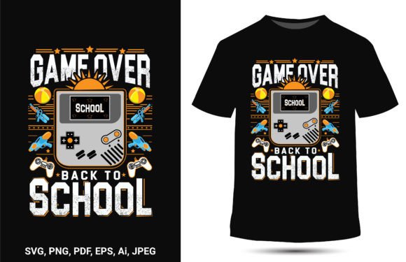 Game Over Back to School Graphics for T-Shirt Designs