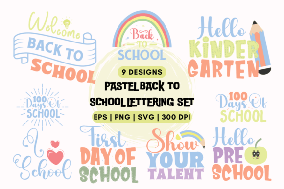 Pastel Back to School Lettering Set: Graphics for Crafts & Branding